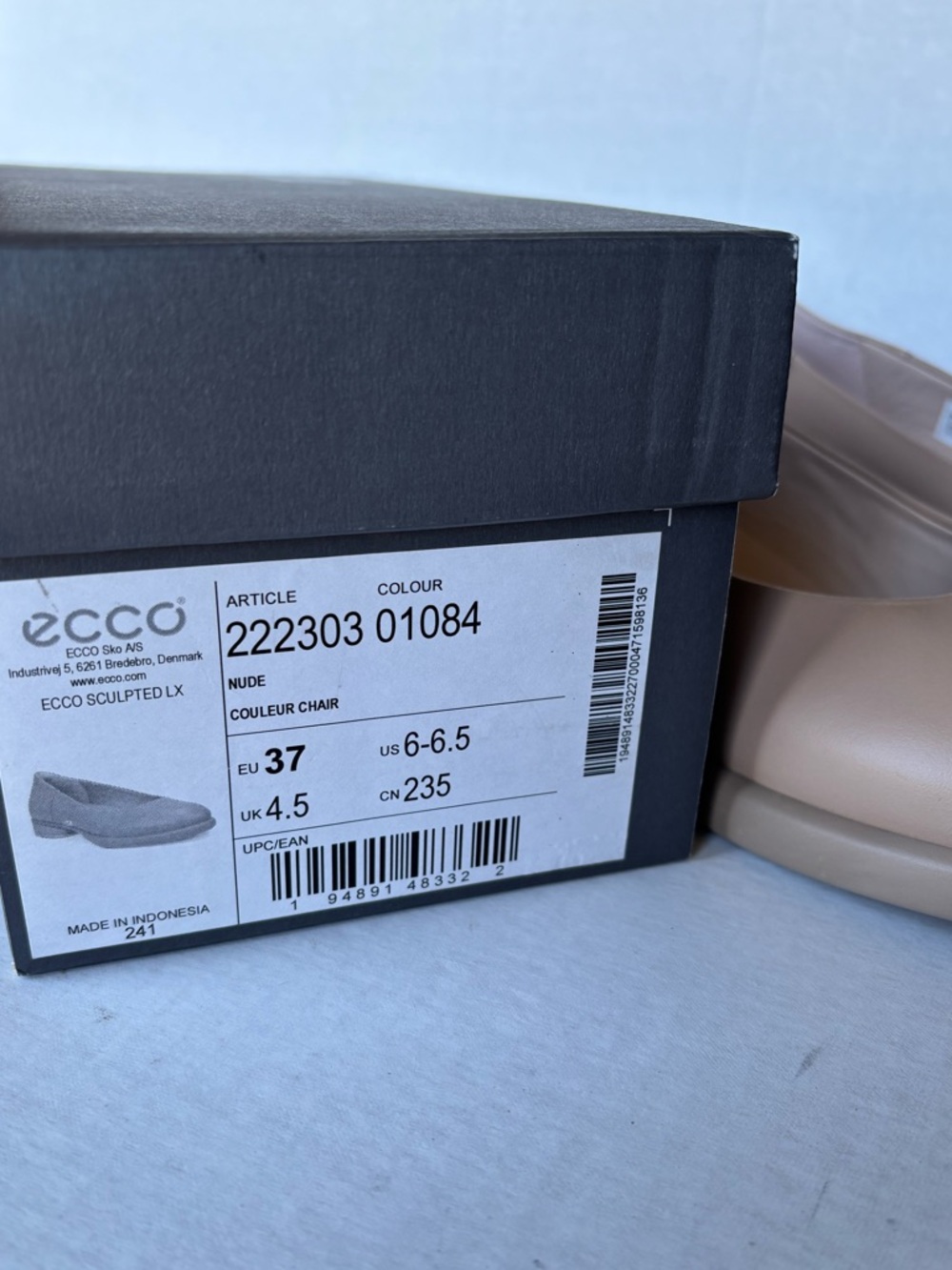 Ecco Nude Leather Slip-On Ballet Flats - Picture 3 of 8